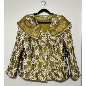 Masseys Statement Floral Jacquard Jacket w/ Sheer Organza Collar Indie Size 18W